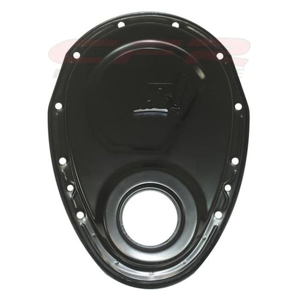 Cfr Performance HZ-4934-PBK-T Steel Timing Chain Cover with Timing Tab - Black for 1955-95 Chevy Small Block 283-305-327-350-400 HZ-4934-PBK-T - main